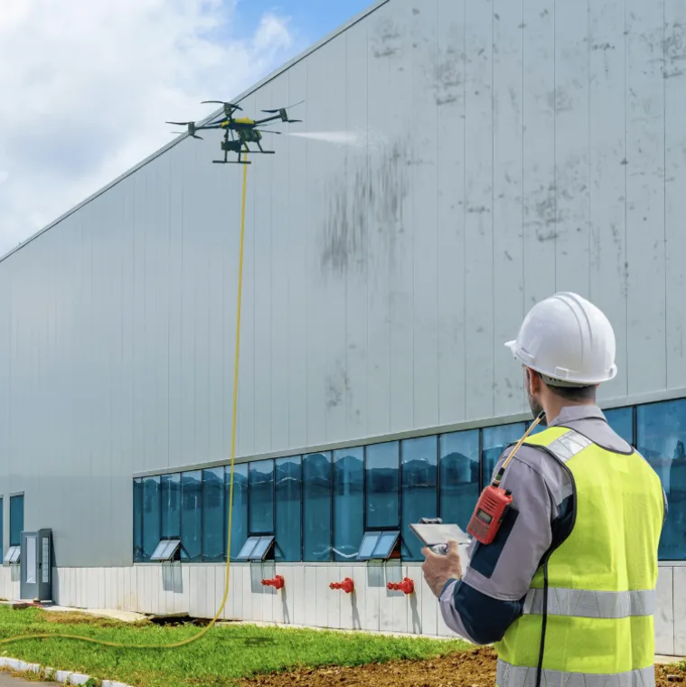 Nettoyage de façade par drone à Calais, Arques, ASGARD